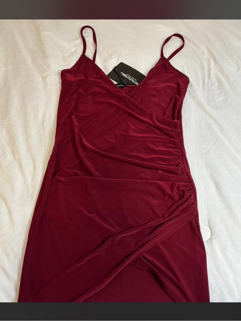 PrettyLittleThing Wine Red Midi Slip Dress